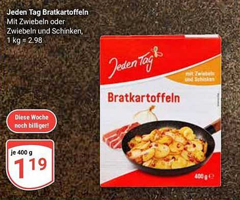Jeden Tag Bratkartoffeln mit Zwiebeln oder Zwiebeln und Schinken