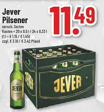 Jever Pilsener Kasten 20 x 0,5l oder 24 x 0,33l