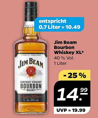 Jim Beam Bourbon Whiskey XL 1 Liter