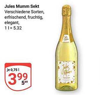Jules Mumm Sekt - Verschiedene Sorten, erfrischend, fruchtig, elegant