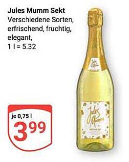Jules Mumm Sekt - Verschiedene Sorten, erfrischend, fruchtig, elegant