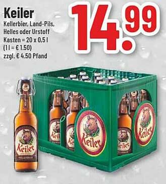 Keiler Kellerbier, Land-Pils, Helles oder Urstoff 20 x 0,5 l