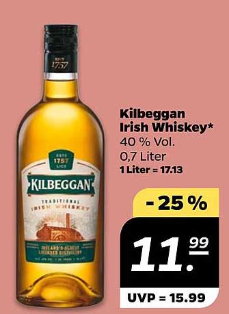 Kilbeggan Irish Whiskey 0,7 Liter