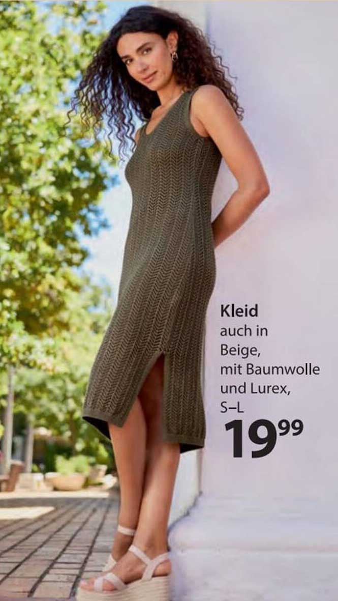 Kleid auch in Beige, mit Baumwolle und Lurex, S–L