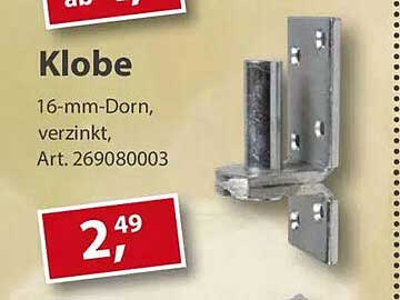 Klobe 16-mm-Dorn, verzinkt, Art. 269080003