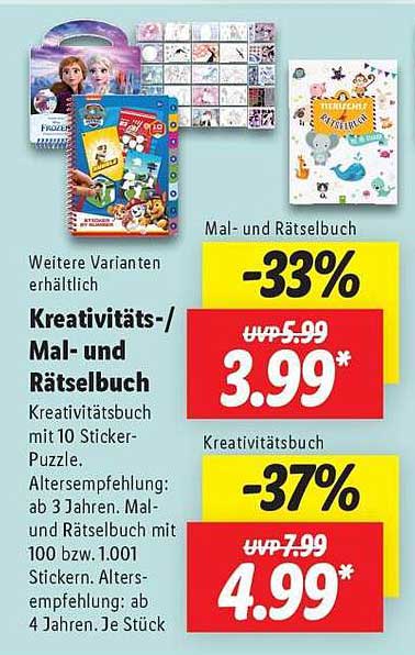 Kreativitäts-/Mal- und Rätselbuch
