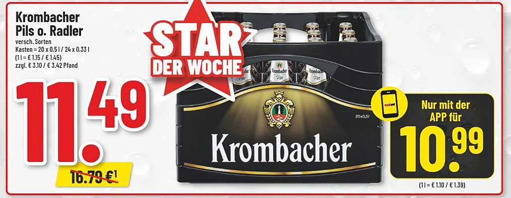Krombacher Pils o. Radler 20 x 0,51 l