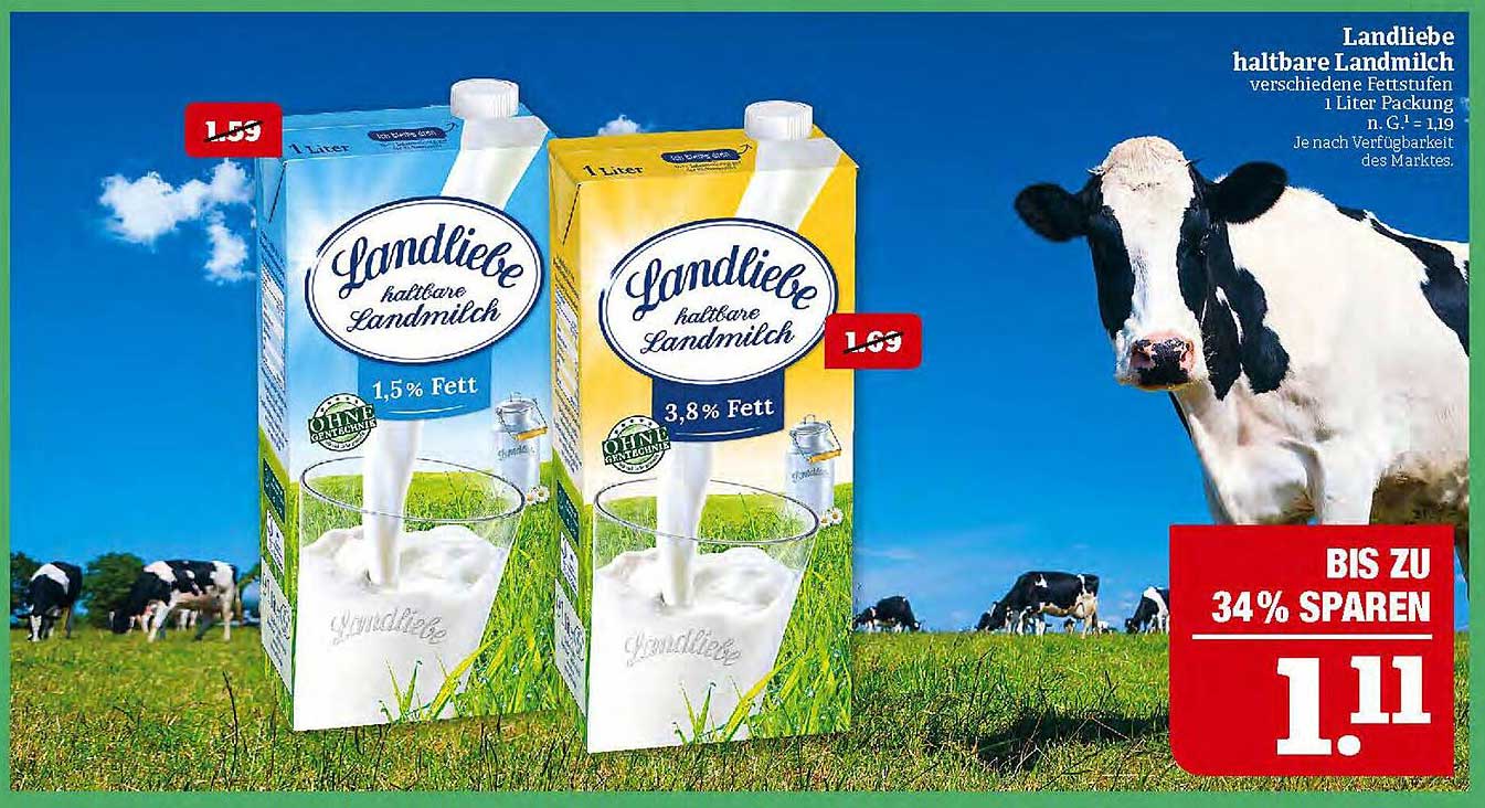 Landliebe haltbare Landmilch 1 Liter - Verschiedene Fettstufen