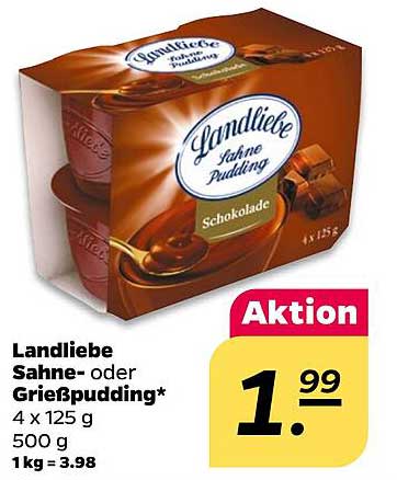 Landliebe Sahne- oder Grießpudding 4 x 125 g