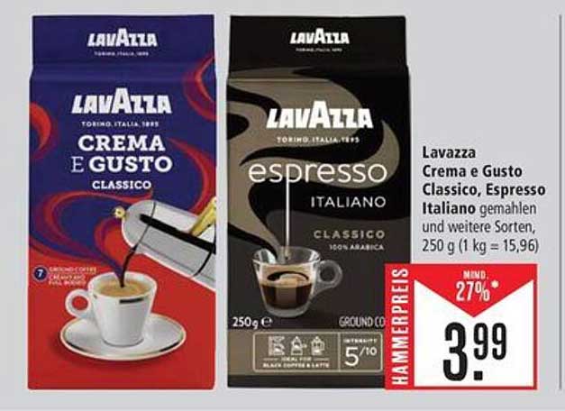 Lavazza Crema e Gusto Classico, Espresso Italiano gemahlen, 250 g (1 kg = 15,96 €)