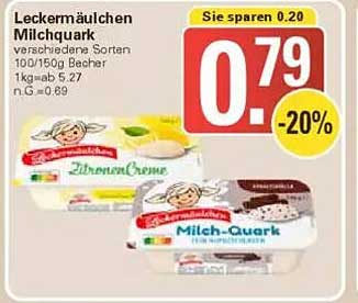Leckermäulchen Milchquark - verschiedene Sorten 100/150g Becher