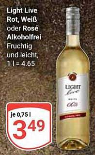 Light Live Rot, Weiß oder Rosé Alkoholfrei, 0,75 l Flasche für 3,49 €