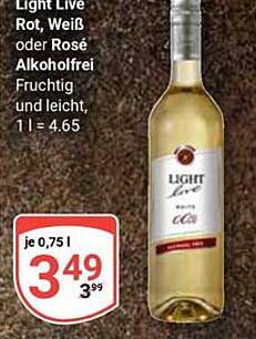 Light Live Rot, Weiß oder Rosé alkoholfrei, fruchtig und leicht
