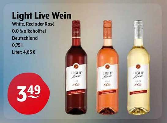 Light Live Wein - White, Red oder Rosé - 0,0% alkoholisch