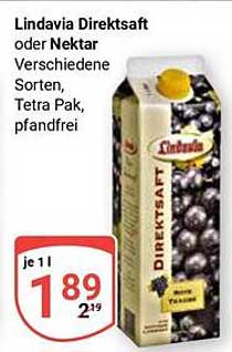 Lindavia Direktsaft oder Nektar verschiedene Sorten, Tetra Pak, pfandfrei