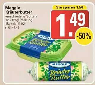 Meggle Kräuterbutter - verschiedene Sorten 120/125g Packung