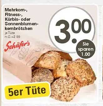 Mehrkorn-, Fitness-, Kürbis- oder Sonnenblumenkernbrötchen in 5er Tüte