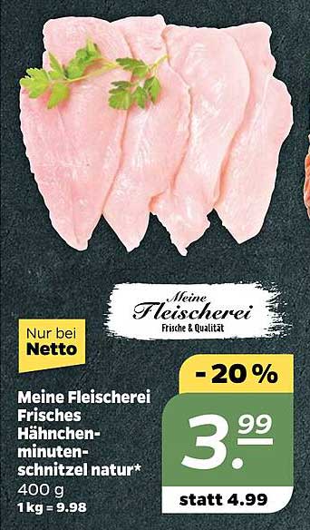 Meine Fleischerei Frisches Hähnchenminutenschnitzel natur 400 g