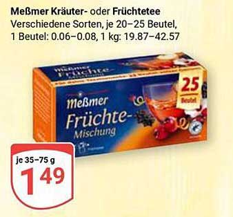 Meßmer Kräuter- oder Früchtetee, verschiedene Sorten
