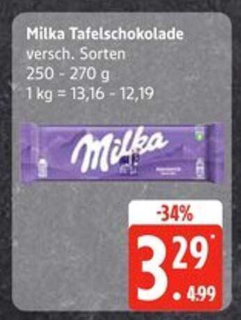 Milka Tafelschokolade verschiedene Sorten 250 - 270 g