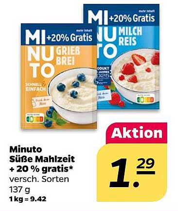 Minuto Süße Mahlzeit + 20 % gratis