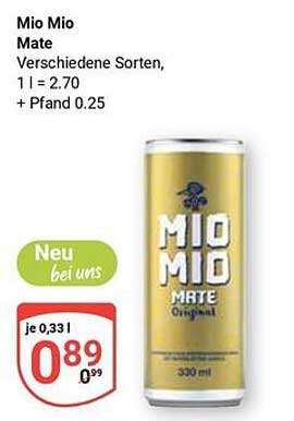 Mio Mio Mate, verschiedene Sorten, 330 ml