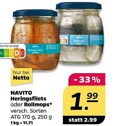 NAVITO Heringsfilets oder Rollmops