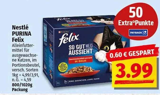 Nestlé PURINA Felix Alleinfuttermittel für erwachsene Katzen im Portionsbeutel