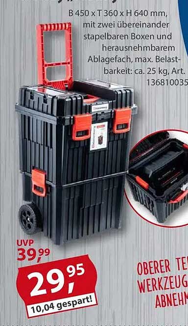 Oberer Werkzeugwagen mit abnehmbaren Boxen