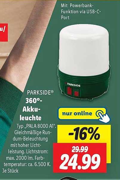 PARKSIDE® 360°-Akkuleuchte - Typ 'PALA 8000 A1'