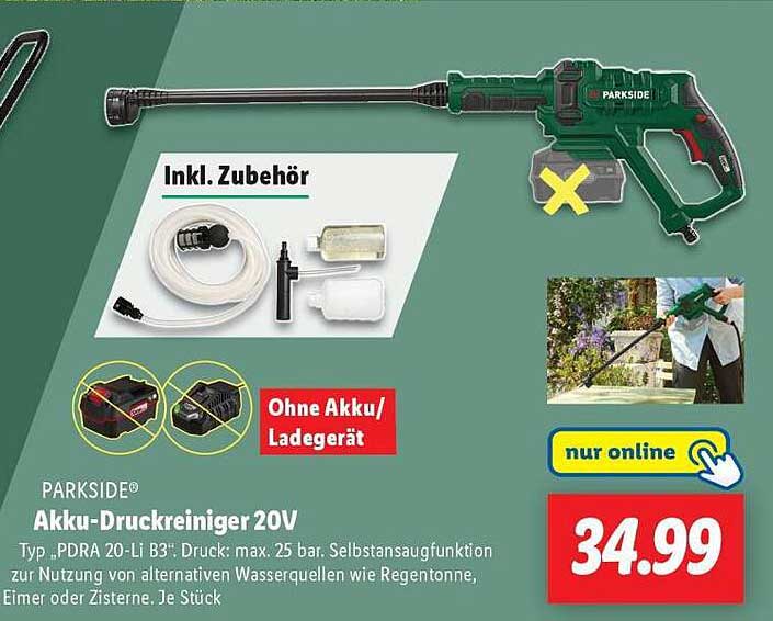 PARKSIDE® Akku-Druckreiniger 20V