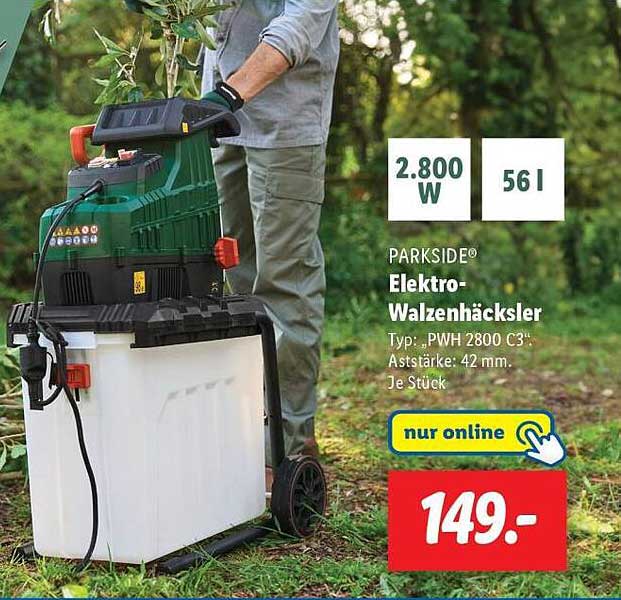 PARKSIDE® Elektro-Walzenhäcksler PWH 2800 C3