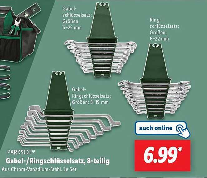 PARKSIDE® Gabel-/Ringschlüsselset, 8-teilig