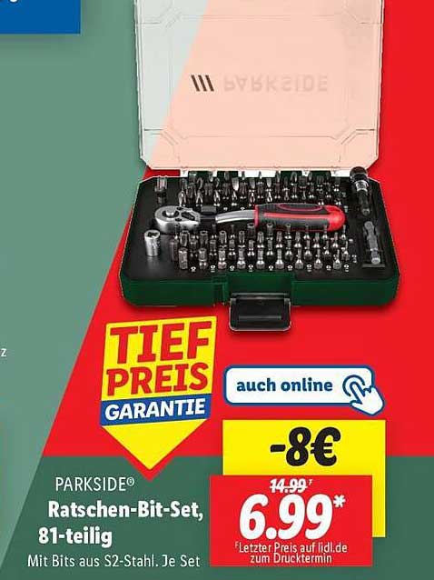 PARKSIDE® Ratschens-Bit-Set, 81-teilig