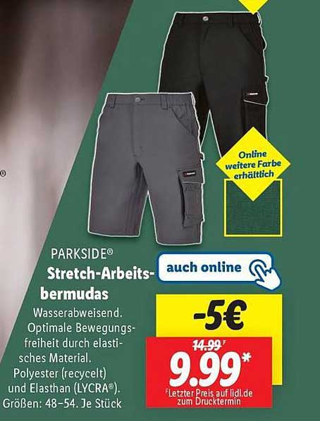 PARKSIDE® Stretch-Arbeitsbermudas