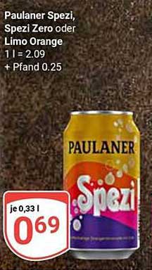 Paulaner Spezi, Spezi Zero oder Limo Orange - Nur 0,69 €
