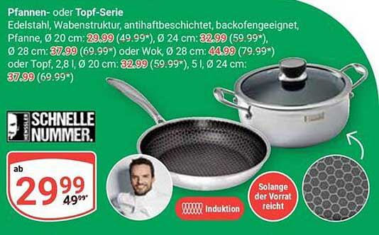 Pfannen- oder Topf-Serie - Edelstahl, Wabenstruktur, antihaftbeschichtet