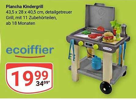 Plancha Kinderg grill 43,5 x 28 x 40,5 cm - detailgetreuer Grill mit 11 Zubehörteilen, ab 18 Monaten