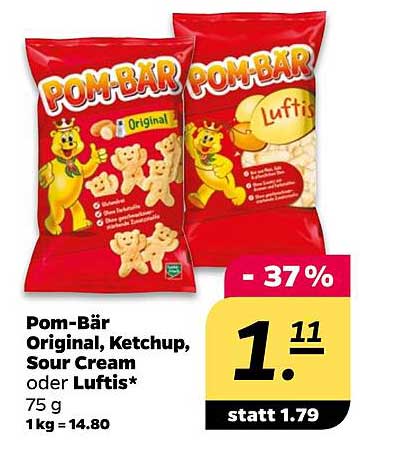 Pom-Bär Original, Ketchup, Sour Cream oder Luftis 75 g - Jetzt im Angebot