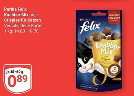 Purina Felix Knabber Mix oder Crispies für Katzen
