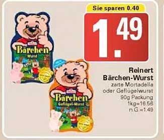 Reinert Bärchen-Wurst - zarte Mortadella oder Geflügelwurst 90g
