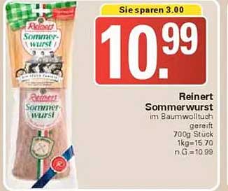 Reinert Sommerwurst im Baumwolltuch