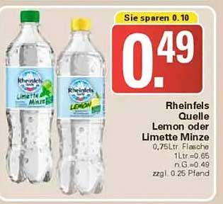 Rheinfels Quelle Lemon oder Limette Minze 0,75L Flasche
