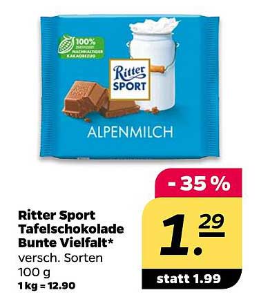 Ritter Sport Tafelschokolade Bunte Vielfalt 100 g