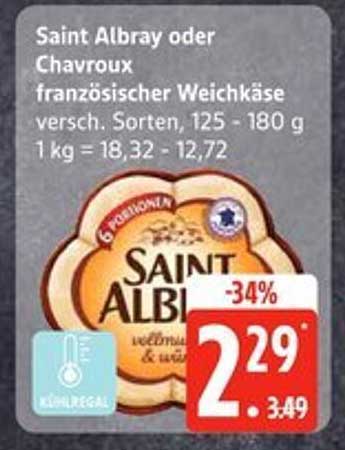 Saint Albray oder Chavroux französischer Weichkäse, 125 - 180 g
