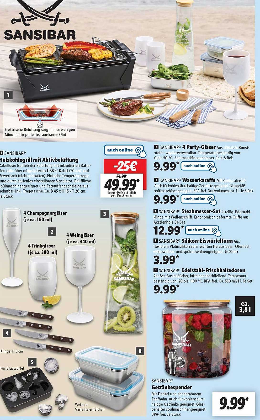 SANSIBAR® Holzkohlegrill mit Aktivbelüftung