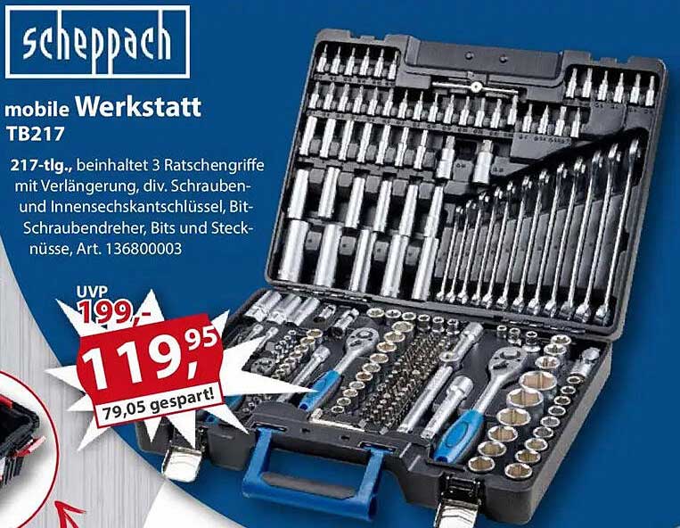 Scheppach mobile Werkstatt TB217 - 217-tlg. Werkzeugset