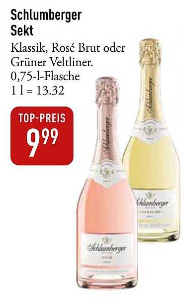 Schlumberger Sekt Klassik, Rosé Brut oder Grüner Veltliner 0,75-l-Flasche