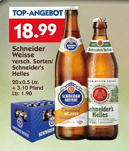 Schneider Weiße versch. Sorten/Schneider's Helles 20 x 0,5 Ltr.