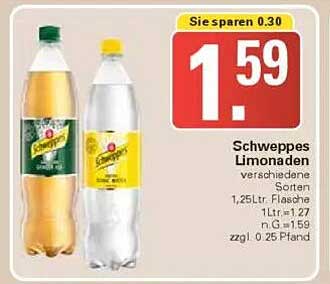 Schweppes Limonaden – verschiedene Sorten 1,25L Flasche